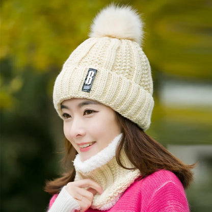 Brand Winter Knitted Scarf Hat Set