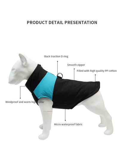 Waterproof Vest Padded Zipper Jacket for Dogs